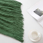 BOURINA Green Throw Blanket 50 x90 Inches Throw Textured Solid Soft Sofa Throw Bed Runner Couch Cover Knitted Decorative Blanket Bed Runner