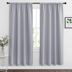 RYB HOME Blackout Curtains for Bedroom Living Room 72 inches Long, Thermal Insulated Privacy Rod Pocket Drapes for Nursery Office Home Theater, Width 34 by Length 72, Silver Grey, 2 Panels