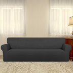 PureFit Super Stretch 4 Seater Sofa Slipcover – Spandex Non Slip Soft Couch Sofa Cover, Washable Furniture Protector with Non Skid Foam and Elastic Bottom for Kids, Pets （XX Large, Dark Gray）