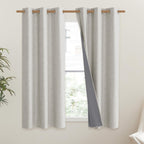 NICETOWN Snowbound Vintage Linen 100% Blackout Curtains for Dining Room, Thermal Insulated Curtains 54" Long, Noise Reducing Window Treatment Drapes for Kitchen, 42" Wide Per Panel, Set of 2