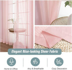 Blush Pink Sheer Curtains 90 Inches Long 2 Panels, Light Filtering Solid Sheer Curtains for Bedroom Living Room, Lightweight Soft Airy Voile Sheer Drapes, Dual Rod Pocket, 2x42Wx90L Inches