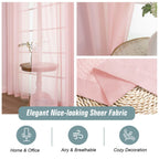 Ebesto Blush Pink Sheer Curtains 90 Inches Long 2 Panels, Light Filtering Solid Sheer Curtains for Bedroom Living Room, Lightweight Soft Airy Voile Sheer Drapes, Dual Rod Pocket, 2x42Wx90L Inches
