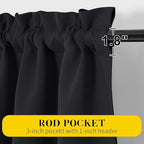 NICETOWN Black Blackout Curtains with Attached Valance, Solid Room Darkening Window Treatment Drapes/Draperies for Bedroom (2 PCs, 52 inches Wide by 45 inches Long)
