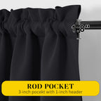 NICETOWN Black Blackout Curtains with Attached Valance, Solid Room Darkening Window Treatment Drapes/Draperies for Bedroom (2 PCs, 52 inches Wide by 45 inches Long)