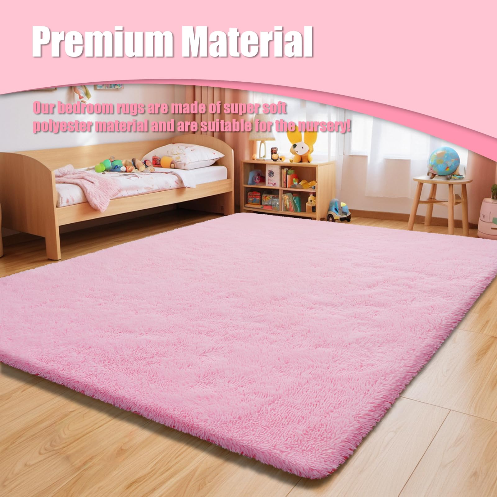 yulidayang 5x8 Shag Area Rug for Bedroom,Pink Fluffy Rugs for Living Room