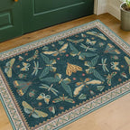 Hazo Haus Emerald Green Entry Rugs for Inside House - 2x4 Kitchen Rugs Non Slip for Bathroom, Powder Room, Vintage Unique Colorful Décor, Washable Stain & Fade Resistant