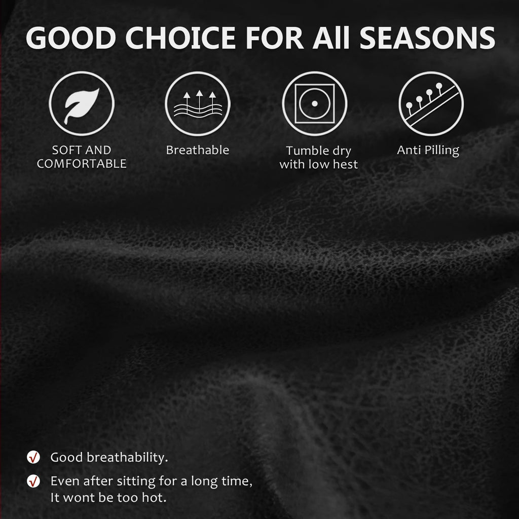 ANARACHON Leather Look Couch Cushion Covers Sofa Seat Slipcovers Sets Couches Furniture Protector for Sectional Armchair Loveseat Pets Kids Stretch Spandex Fabric (2 T-Cushion Loveseat, Black)