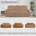 PureFit Super Stretch 3 Seats Recliner Chair Sofa Couch Cover with Pocket – Non Slip Soft Sofa Slipcover, Washable Spandex Reclining Furniture Protector for Kids, Pets (Recliner Sofa, Camel)