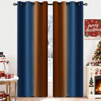 Yakamok Blackout Ombre Dark Blue and Burnt Orange Curtains-Gradient Room Darkening Curtain, Grommet Thermal Insulated Light Blocking Window Drapes Curtain for Living Room Bedroom,52 x 84 Inch,2 Panels