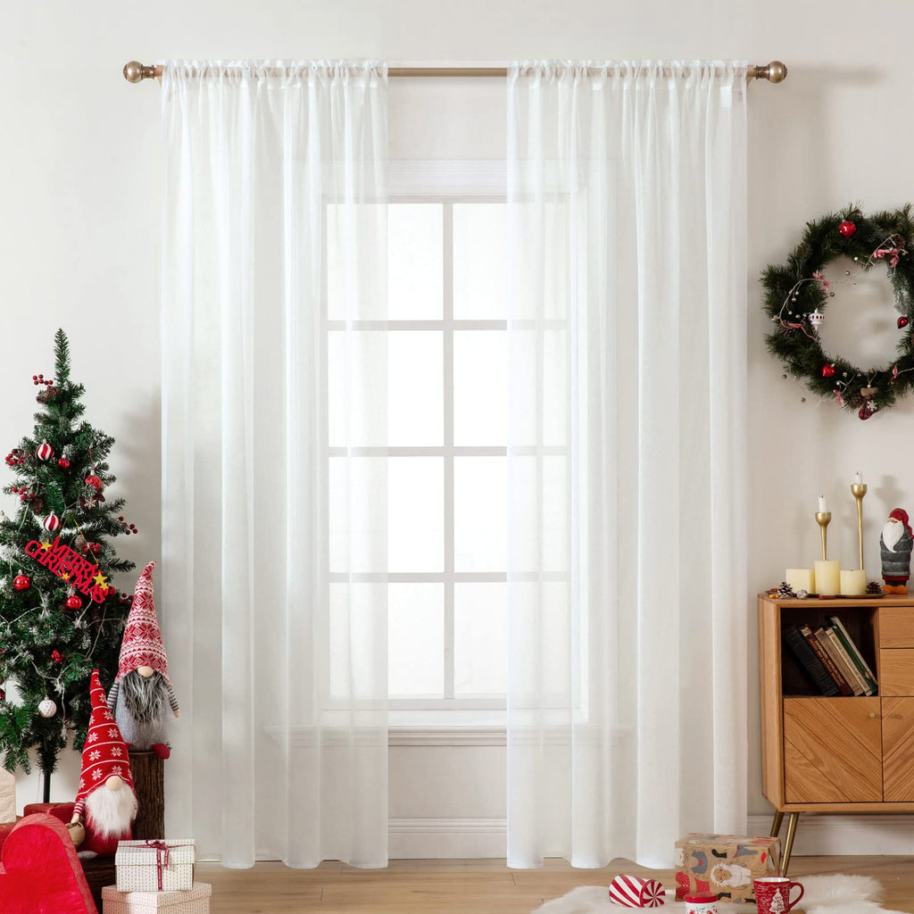 MIULEE 2 Panels Sheer Curtains for Living Room 54 X 102 Inches Ivory