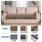 H.VERSAILTEX Super Stretch Individual Seat Cushion Covers Sofa Covers Couch Covers Slipcover Sets Thick Jacquard Textured Twill Fabric (3 Piece XL Sofa Cushion Covers, Macchiato)