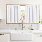 RYB HOME Cafe Curtains 24 inch Length, RV Curtains for Camper Windows, Mini Short Small Insulating Light UV Heat Blocking Privacy Half Window Tiers, Width 42 by Length 24, Pure White, 2 Panels