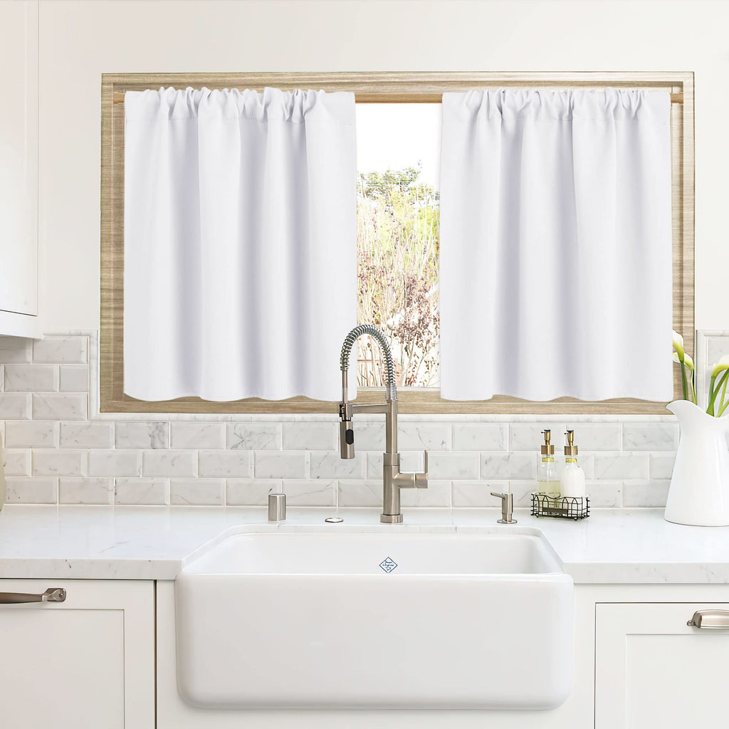 RYB HOME Cafe Curtains 24 inch Length, Mini RV Curtains for Camper Windows