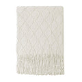 BOURINA Beige Throw Blanket 60x80 Inch Boho Knitted Soft Throw Sofa Blanket