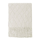 BOURINA Beige Throw Blanket 60x80 Inch Boho Knitted Soft Throw Sofa Blanket