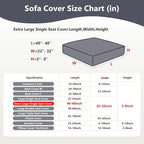 Couch Cushion Covers for Sofa Couch Covers Wear-Resistant Universal Sofa Cover Washable Stretch for Sectional Slipcovers (Texture-Gray,Extra Large Single Seat Cover)