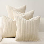 Topfinel Decorative Beige Throw Pillow Covers Cushion Cases, Set of 4 Soft Velvet Modern Double-Sided Designs, Natural Home Decor, Pillow Inserts Not Included (26x26 inch)