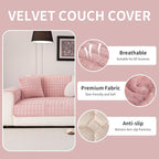 Velvet Couch Cover, Washable Sectional Sofa Cover, Anti Slip Sofa Slipcover for 3 Cushion Couch Sofa L Shaped Armrest Backrest, Furniture Protector Covers for Pets Kids(1PC,Pink,36"×47")