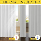 NICETOWN 100% Absolutely Blackout Linen Curtains with Thermal Insulated Liner, Greyish White, 62" Wide, 90" Length Energy Saving Curtains for Living Room 2 Panels Set, Vertical Blinds