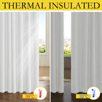 NICETOWN 100% Absolutely Blackout Linen Curtains with Thermal Insulated Liner, Greyish White, 42" Wide, 54" Length Energy Saving Curtains for Dining Room 2 Panels Set, Vertical Blinds