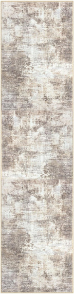 IOHOUZE Abstract Runner Rug 3x12 Ft Washable Runners for Hallways, Non Slip Kitchen Runner Printed Faux Wool Entryway Runner Indoor, Modern Abstract Floor Carpet for Hall Kitchen, Beige Brown