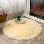 Latepis Yellow Round Rug 3ft Small Circle Faux Sheepskin Fur Rug Fluffy Boho Plush Rug Cute Furry Rugs for Bedroom Cushion Home Decor