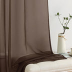 MIULEE Chocolate Brown Sheer Curtains 96 Inches Long 2 Panels, Light Filtering Voile Drapes with Rod Pocket for Bedroom and Living Room Windows