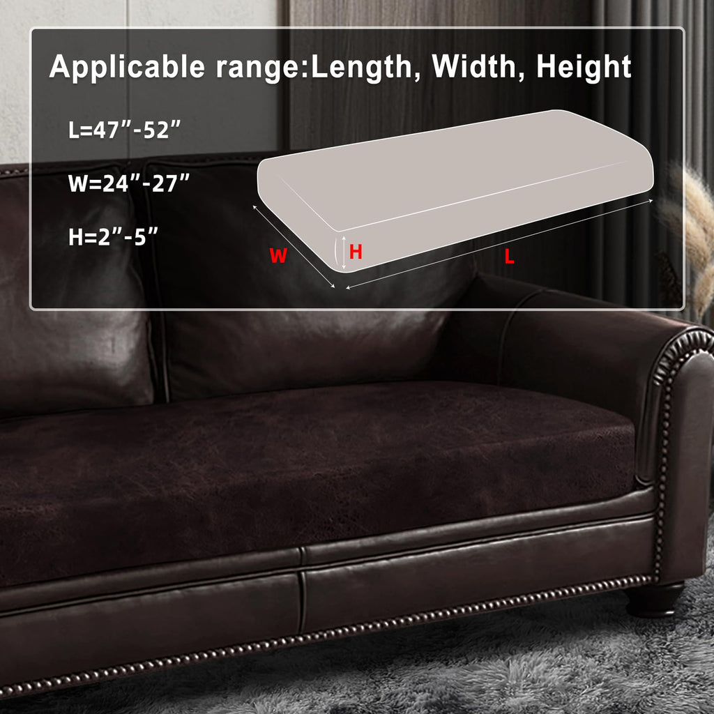 ANARACHON Leather Look Couch Cushion Covers Sofa Seat Slipcovers Sets Couches Furniture Protector for Sectional Armchair Loveseat Pets Kids Stretch Spandex Fabric (1 Cushion Loveseat, Chocolate)