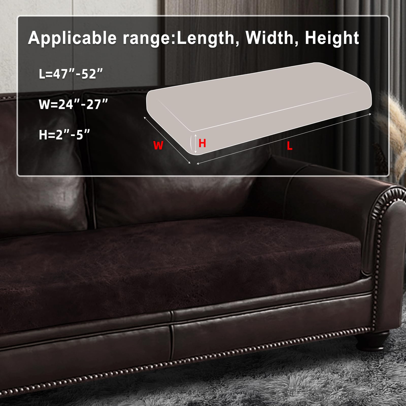 ANARACHON Leather Look Couch Cushion Covers Sofa Seat Slipcovers Sets Couches Furniture Protector for Sectional Armchair Loveseat Pets Kids Stretch Spandex Fabric (1 Cushion Loveseat, Chocolate)