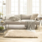 Ashler faux fur rug, Fluffy Shaggy Area Rug Ultra Soft 2.2 x 4 Feet Rectangle Fur Rug, Beige Fuzzy Rug Machine Washable Shag Rug, Nursery Decor Throw Rugs for Bedroom, kids room, Living Room