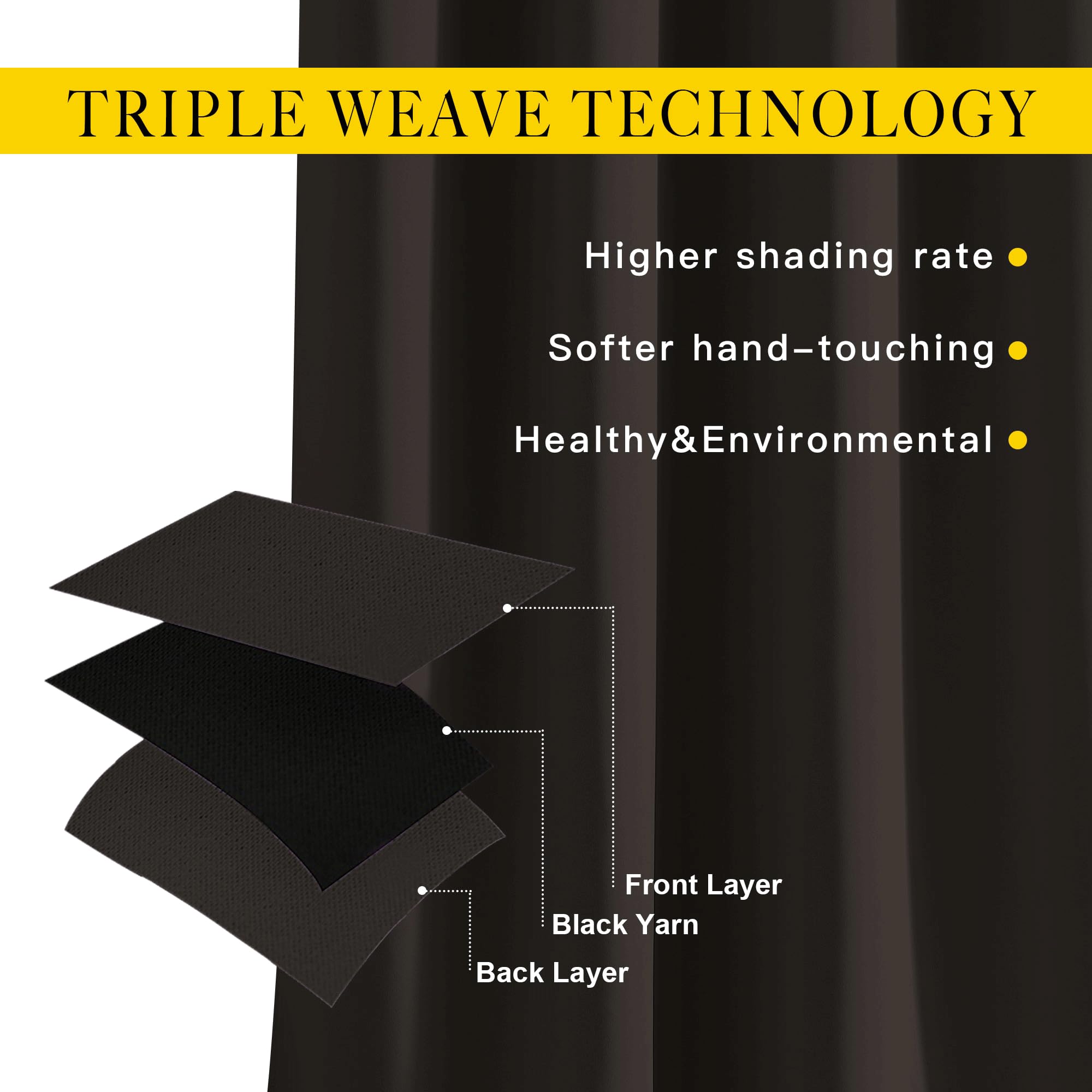 NICETOWN Blackout Curtain Panels 72 inches Length - Light Reducing Thermal Insulated Solid Grommet Room Darkening for Bedroom/Night Shift (Set of 2, 46 inches Wide, Toffee Brown)