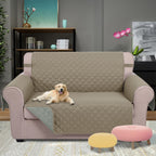 U-NICE HOME Loveseat Sofa Cover for 2 Cushion Couch, Khaki/Light Grey