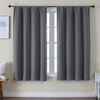 Simplebrand Ava Grey Blackout Curtains for Bedroom 63 Inch Length 2 Panels Set, Solid Thermal Insulated Privacy Living Room Window Treatment Curtains Blackout Drapes, W50 x L63 Inch
