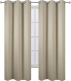 LEMOMO Blackout Curtains 42 x 95 inch/Beige Curtains Set of 2 Panels/Thermal Insulated Room Darkening Bedroom Curtains