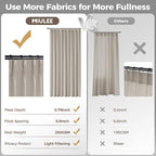 MIULEE Pinch Pleated Thick Linen Curtains 108 Inches Length Taupe Curtains