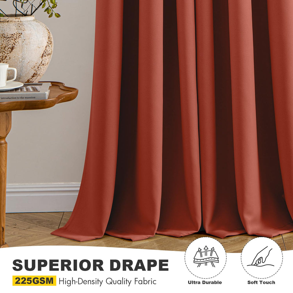MIULEE Fall Blackout Curtains for Bedroom 2 Panel 40"x72" Long Burnt Orange