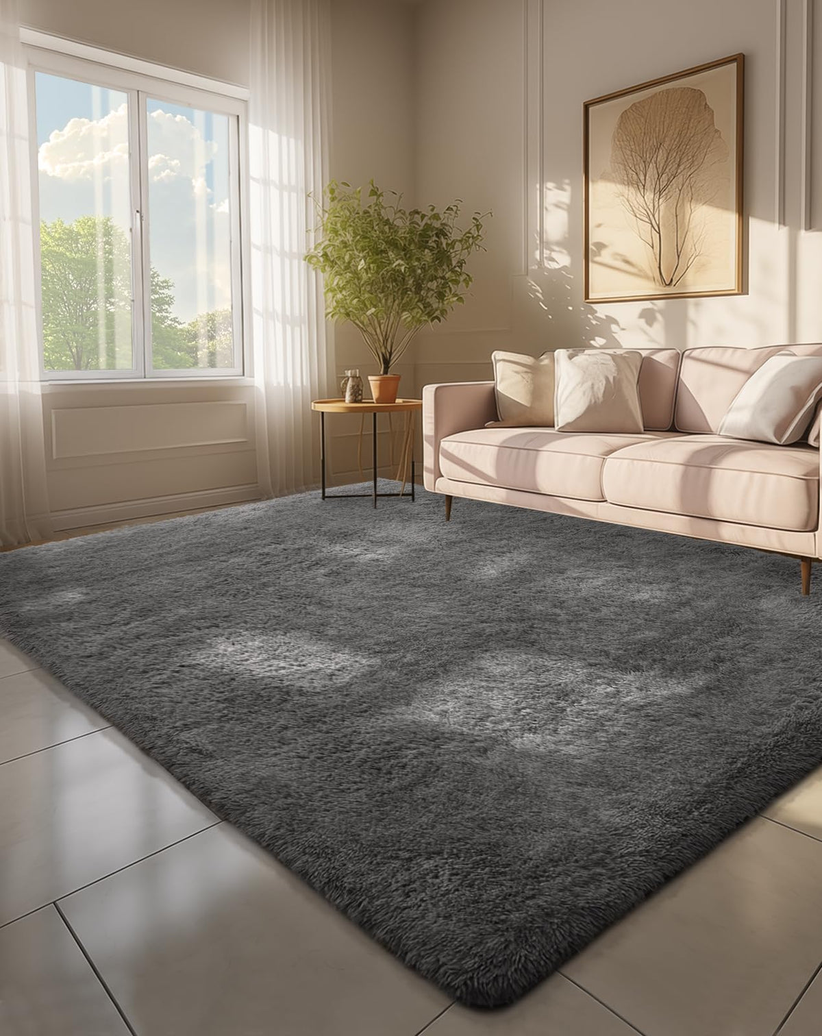 Ophanie 6x9 Area Rugs,Upgrade Non-Slip Fluffy Soft Rugs for Living Room,Large Shag Ivory Fuzzy Plush Rug,Shaggy Big Carpets for Bedroom,Kids Boys Girls Dorm Nursery Decor with Over 99 pcs Pile fibers