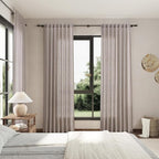 Nanspring Brownish Grey Linen Curtains for Living Room 105 Inches Long Back Tab Light Filtering Semi Sheer Curtain Modern Farmhouse Decor for Bedroom Office Luxury Textured Drapes 52x105, 2 Panels