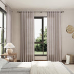 Nanspring Brownish Grey Linen Curtains for Living Room 86 Inches Long Back Tab Light Filtering Semi Sheer Curtain Modern Farmhouse Decor for Bedroom Office Luxury Textured Drapes 52x86, 2 Panels