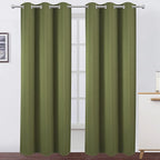 LEMOMO Blackout Curtains 38 x 84 inch/Olive Green Curtains Set of 2 Panels/Thermal Insulated Room Darkening Bedroom Curtains