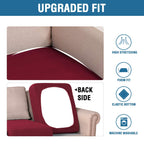 H.VERSAILTEX Super Stretch Individual Seat Cushion Covers Sofa Covers Couch Cushion Covers Slipcover Sets Thick Jacquard Textured Twill Fabric (2 Piece Large Sofa Cushion Covers, Burgundy Red)