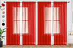 SpaceDresser Sheer Red Curtains 4 Panels Rod Pocket Semi-Sheer Curtain 90 Inches Long Light Filtering Voile Window Drapes for Bedroom Living Room Kitchen, Each 52W x 90L