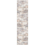 KOZYFLY Modern Abstract Washable Rug Runner 2.6x10 Hallway Rug Runner Non-Slip Soft Kitchen Runner Rugs, Multi Grey/Orange Striped Carpet for Entryway Bathroom