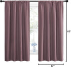 NICETOWN Blackout Curtains for Living Room, Darkening Window Curtain Panels, Easy-Care Solid Thermal Insulated Draperies/Drapes for Daughter Room (Dry Rose, 2 Panels, 42 by 63)