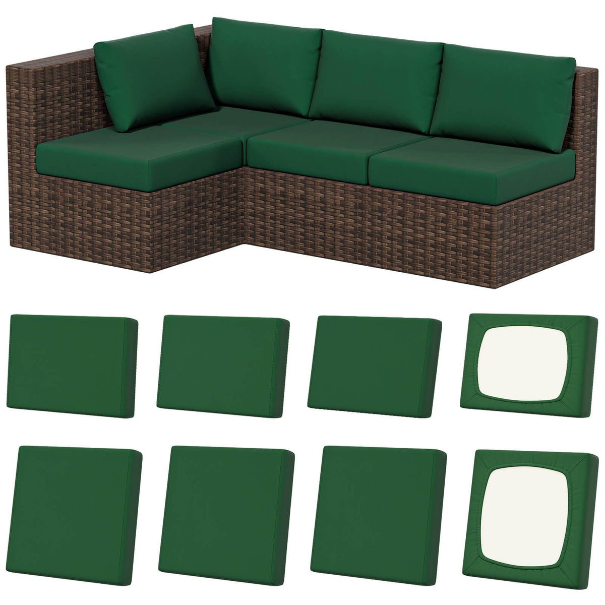 8Pcs Outdoor Cushion Covers, Stretch Patio Furniture Couch Chair Slipcovers