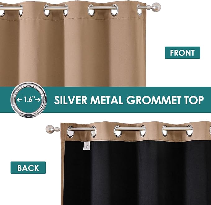 ChrisDowa 100% Blackout Curtains for Bedroom 63 Inches Long 2 Panels Set