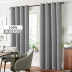 Yakamok Dove Grey Linen Curtains 100% Blackout 72 Inches Long,Room Darkening Textured Curtain for Living Room Thermal Grommet Bedroom Curtains 2 Panels with Greyish White Liner