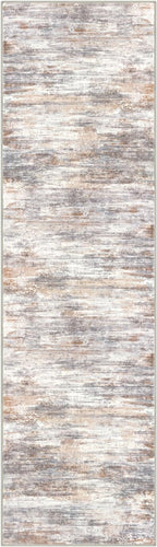 KOZYFLY Modern Abstract Washable Rug Runner 2x7 Hallway Runner Rug Non-Slip Soft Kitchen Runner Rugs, Print Multi Grey/Orange Striped Carpet Runner for Entryway Bathroom
