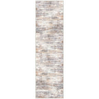 KOZYFLY Modern Abstract Washable Rug Runner 2x7 Hallway Runner Rug Non-Slip Soft Kitchen Runner Rugs, Print Multi Grey/Orange Striped Carpet Runner for Entryway Bathroom