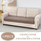 Couch Cushion Cover Chaise Lounge Cover Washable Separate Seat Chaise Couch Cover Stretch Sectional Sofa Slipcover(1 Piece for Chaise or Sofa 3-Seater, Khaki)
